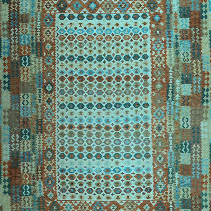 Machine Washable Patchwork Light Blue Transitional Rug, wshcon1420lblu