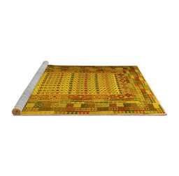 Sideview of Machine Washable Patchwork Yellow Transitional Rug, wshcon1420yw