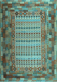 Patchwork Light Blue Transitional Rug, con1420lblu