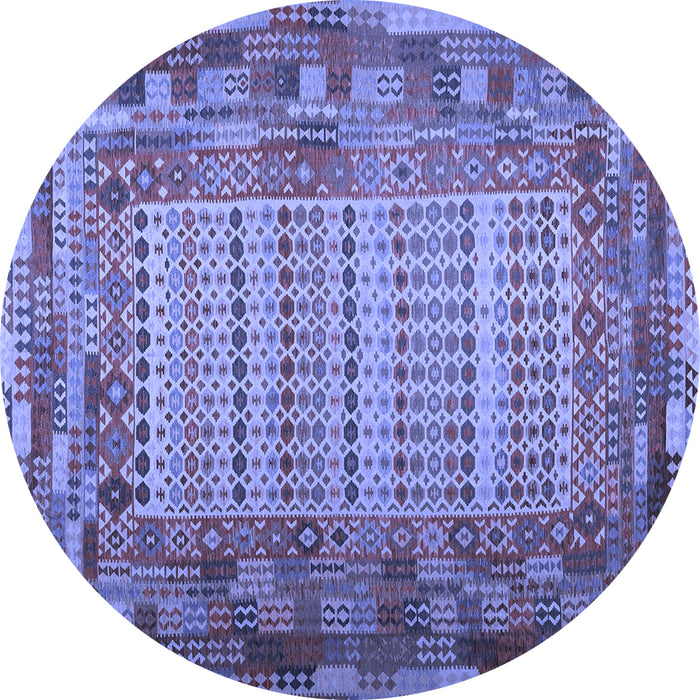 Round Patchwork Blue Transitional Rug, con1420blu