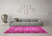 Machine Washable Patchwork Pink Transitional Rug in a Living Room, wshcon1420pnk