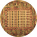 Round Patchwork Brown Transitional Rug, con1420brn