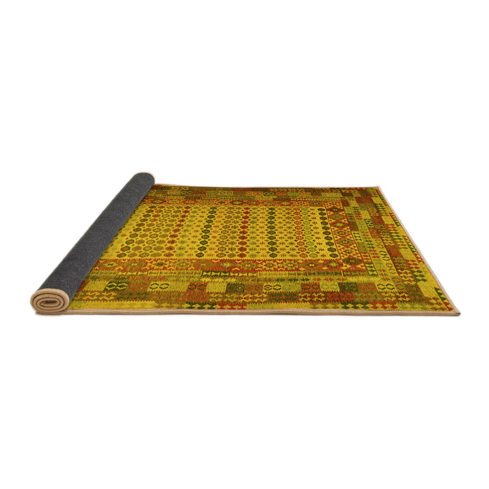 Sideview of Patchwork Yellow Transitional Rug, con1420yw