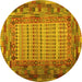 Round Patchwork Yellow Transitional Rug, con1420yw