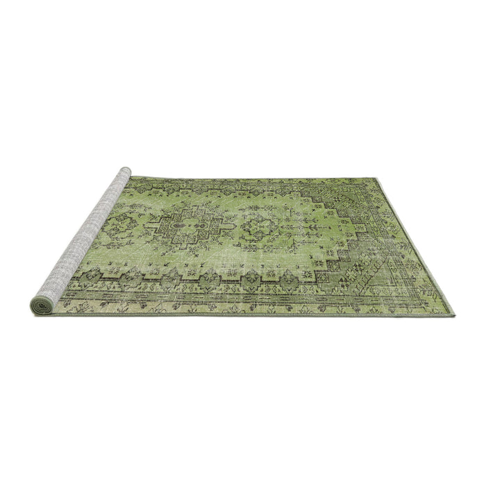 Serging Thickness of Machine Washable Contemporary Avocado Green Rug, wshcon1421