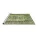 Serging Thickness of Machine Washable Contemporary Avocado Green Rug, wshcon1421