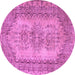 Round Machine Washable Abstract Pink Contemporary Rug, wshcon1421pnk