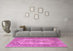 Machine Washable Abstract Pink Contemporary Rug in a Living Room, wshcon1421pnk