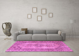 Machine Washable Abstract Pink Contemporary Rug in a Living Room, wshcon1421pnk