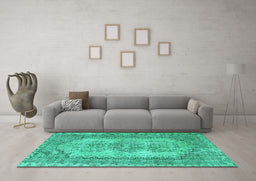 Machine Washable Abstract Turquoise Contemporary Area Rugs in a Living Room,, wshcon1421turq