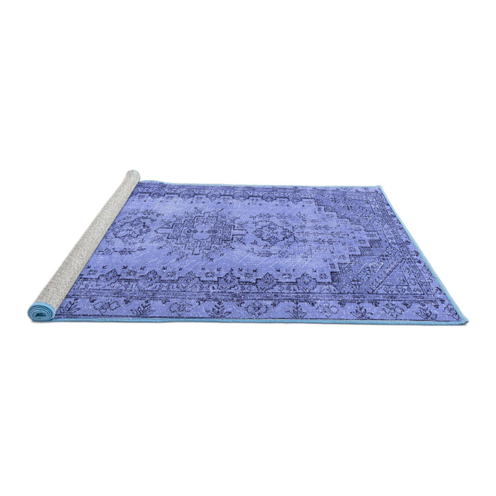 Sideview of Machine Washable Abstract Blue Contemporary Rug, wshcon1421blu