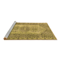 Sideview of Machine Washable Abstract Brown Contemporary Rug, wshcon1421brn