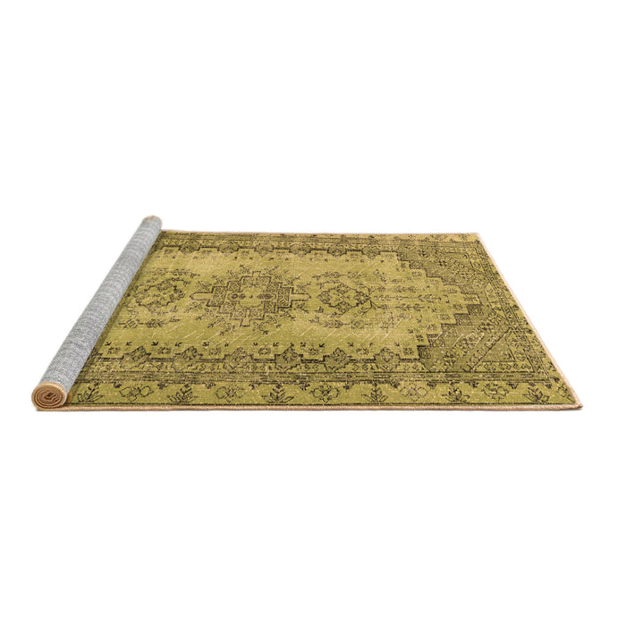 Sideview of Machine Washable Abstract Brown Contemporary Rug, wshcon1421brn