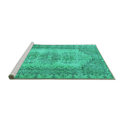 Sideview of Machine Washable Abstract Turquoise Contemporary Area Rugs, wshcon1421turq