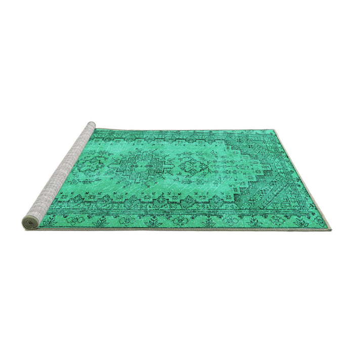 Sideview of Machine Washable Abstract Turquoise Contemporary Area Rugs, wshcon1421turq