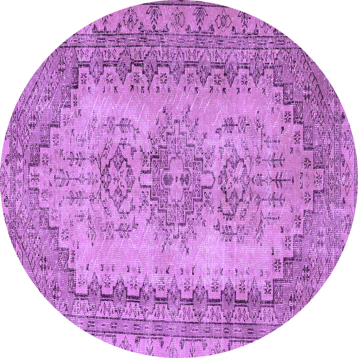 Round Machine Washable Abstract Purple Contemporary Area Rugs, wshcon1421pur