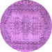 Round Machine Washable Abstract Purple Contemporary Area Rugs, wshcon1421pur