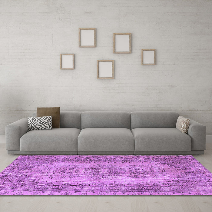 Machine Washable Abstract Purple Contemporary Area Rugs in a Living Room, wshcon1421pur