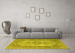 Machine Washable Abstract Yellow Contemporary Rug in a Living Room, wshcon1421yw