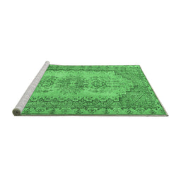 Sideview of Machine Washable Abstract Emerald Green Contemporary Area Rugs, wshcon1421emgrn
