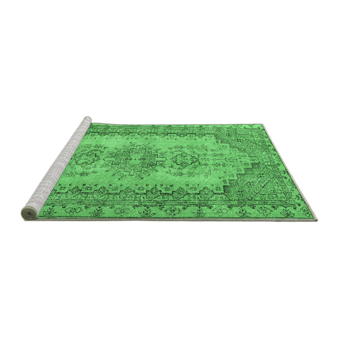 Sideview of Machine Washable Abstract Emerald Green Contemporary Area Rugs, wshcon1421emgrn
