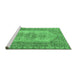 Sideview of Machine Washable Abstract Emerald Green Contemporary Area Rugs, wshcon1421emgrn