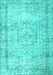 Machine Washable Abstract Turquoise Contemporary Area Rugs, wshcon1422turq