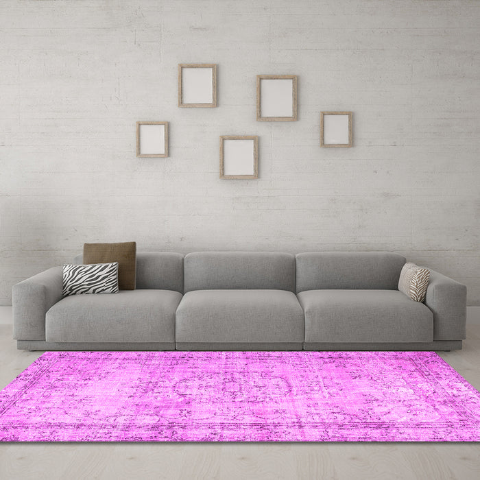 Machine Washable Abstract Pink Contemporary Rug in a Living Room, wshcon1422pnk