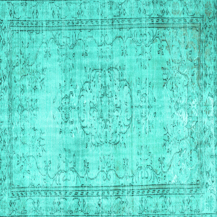 Square Abstract Turquoise Contemporary Rug, con1422turq