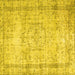 Square Machine Washable Abstract Yellow Contemporary Rug, wshcon1422yw