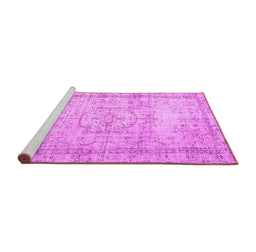Sideview of Machine Washable Abstract Pink Contemporary Rug, wshcon1422pnk