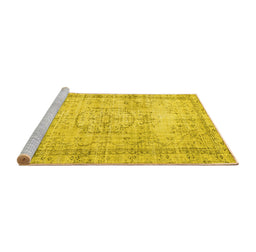 Sideview of Machine Washable Abstract Yellow Contemporary Rug, wshcon1422yw
