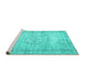 Sideview of Machine Washable Abstract Turquoise Contemporary Area Rugs, wshcon1422turq