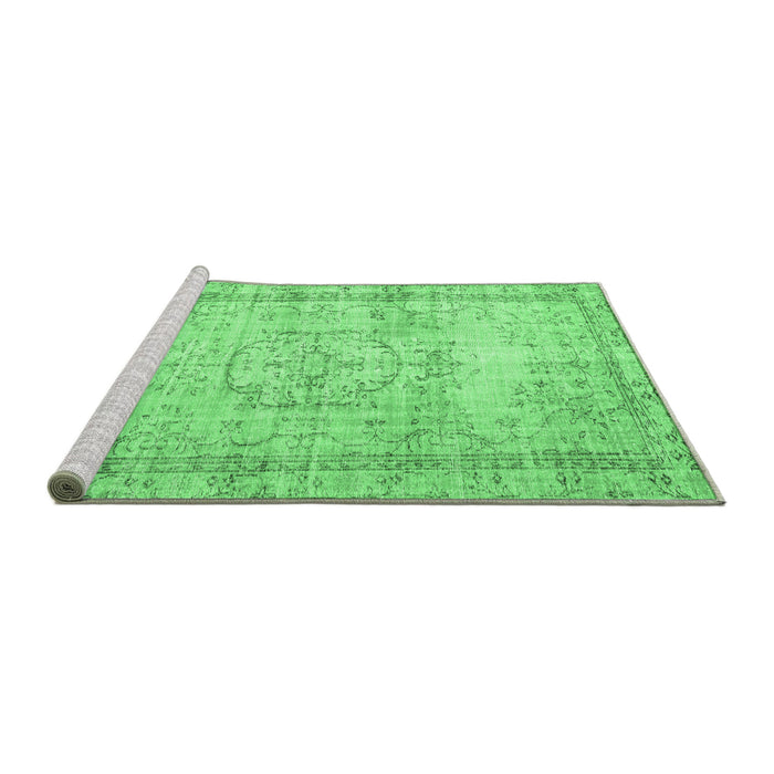 Sideview of Machine Washable Abstract Emerald Green Contemporary Area Rugs, wshcon1422emgrn