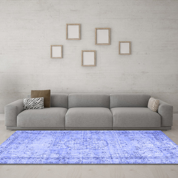 Machine Washable Abstract Blue Contemporary Rug in a Living Room, wshcon1422blu