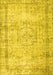 Machine Washable Abstract Yellow Contemporary Rug, wshcon1422yw