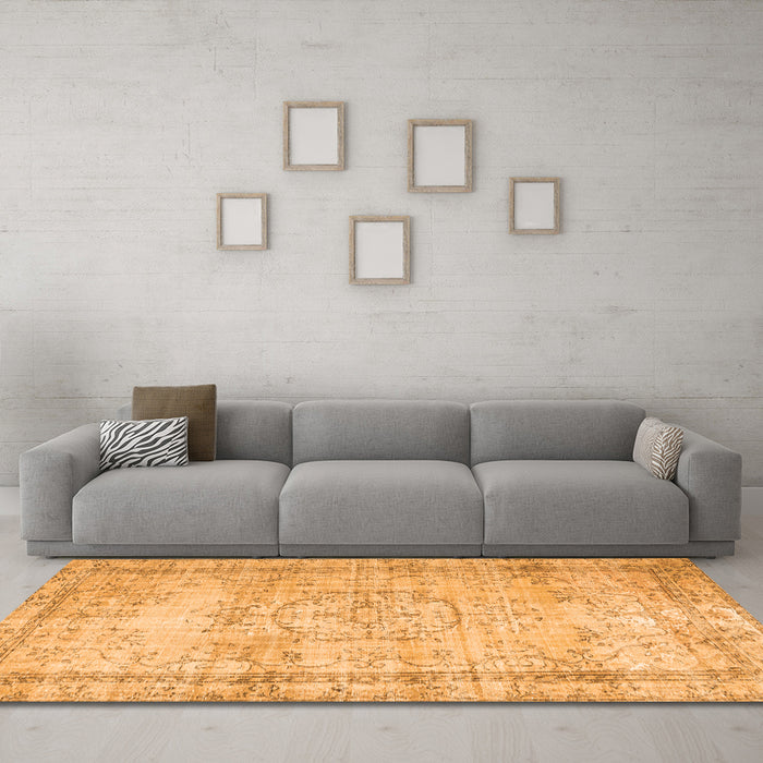 Machine Washable Abstract Orange Contemporary Area Rugs in a Living Room, wshcon1422org
