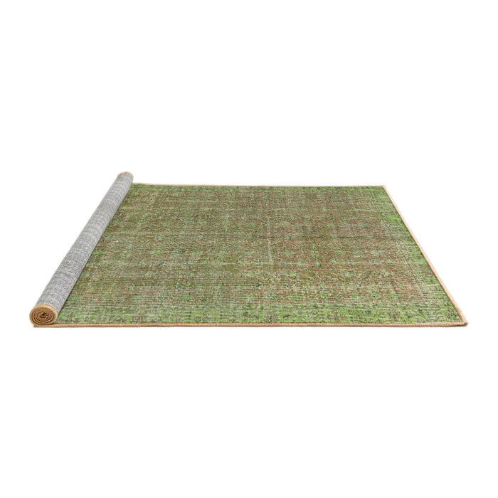 Serging Thickness of Machine Washable Contemporary Avocado Green Rug, wshcon1423