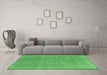 Machine Washable Abstract Emerald Green Contemporary Area Rugs in a Living Room,, wshcon1423emgrn