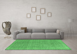 Machine Washable Abstract Emerald Green Contemporary Area Rugs in a Living Room,, wshcon1423emgrn