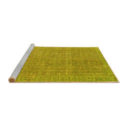 Sideview of Machine Washable Abstract Yellow Contemporary Rug, wshcon1423yw
