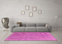 Machine Washable Abstract Pink Contemporary Rug, wshcon1423pnk