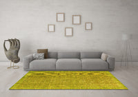 Machine Washable Abstract Yellow Contemporary Rug, wshcon1423yw