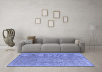 Machine Washable Abstract Blue Contemporary Rug, wshcon1423blu