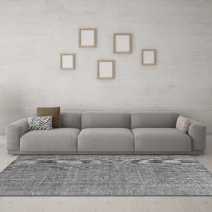 Machine Washable Abstract Gray Contemporary Rug in a Living Room,, wshcon1423gry