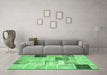 Machine Washable Patchwork Emerald Green Transitional Area Rugs in a Living Room,, wshcon1424emgrn