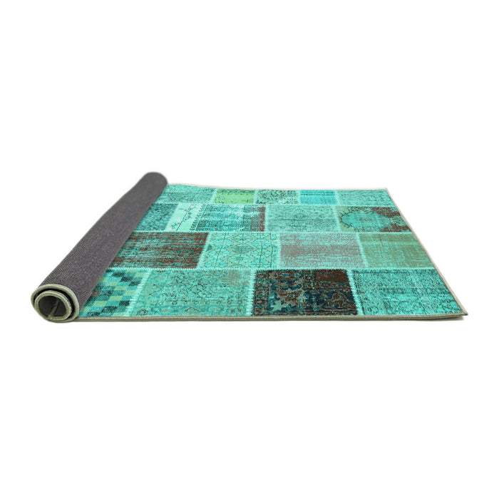 Sideview of Patchwork Turquoise Transitional Rug, con1424turq