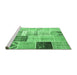 Sideview of Machine Washable Patchwork Emerald Green Transitional Area Rugs, wshcon1424emgrn