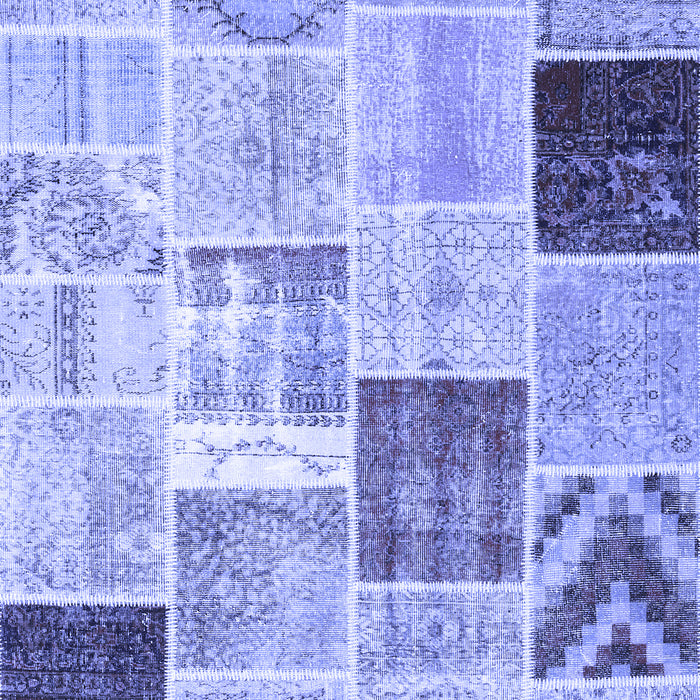 Machine Washable Patchwork Blue Transitional Rug, wshcon1424blu