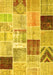 Machine Washable Patchwork Yellow Transitional Rug, wshcon1424yw